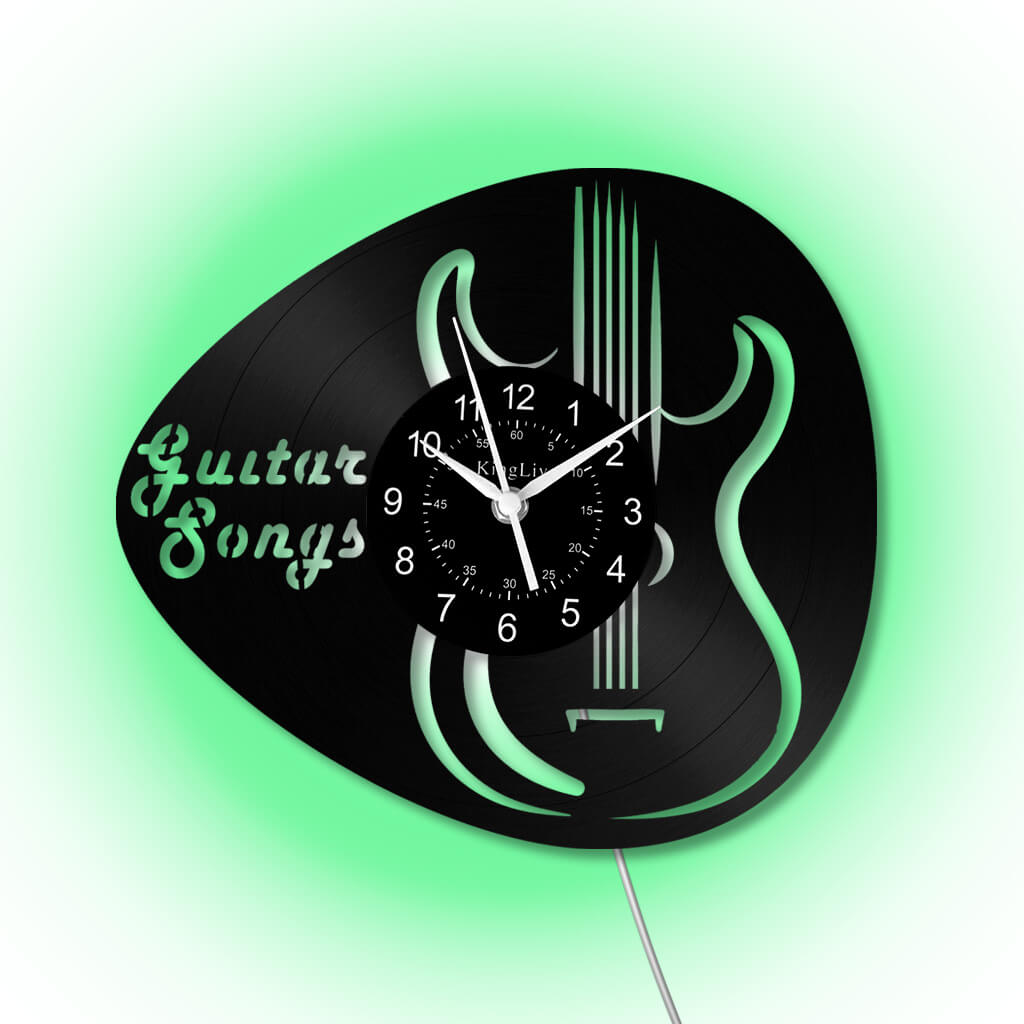 LED Vinyl Wall Clock | Guitar Songs| 12'' | 0266WPB