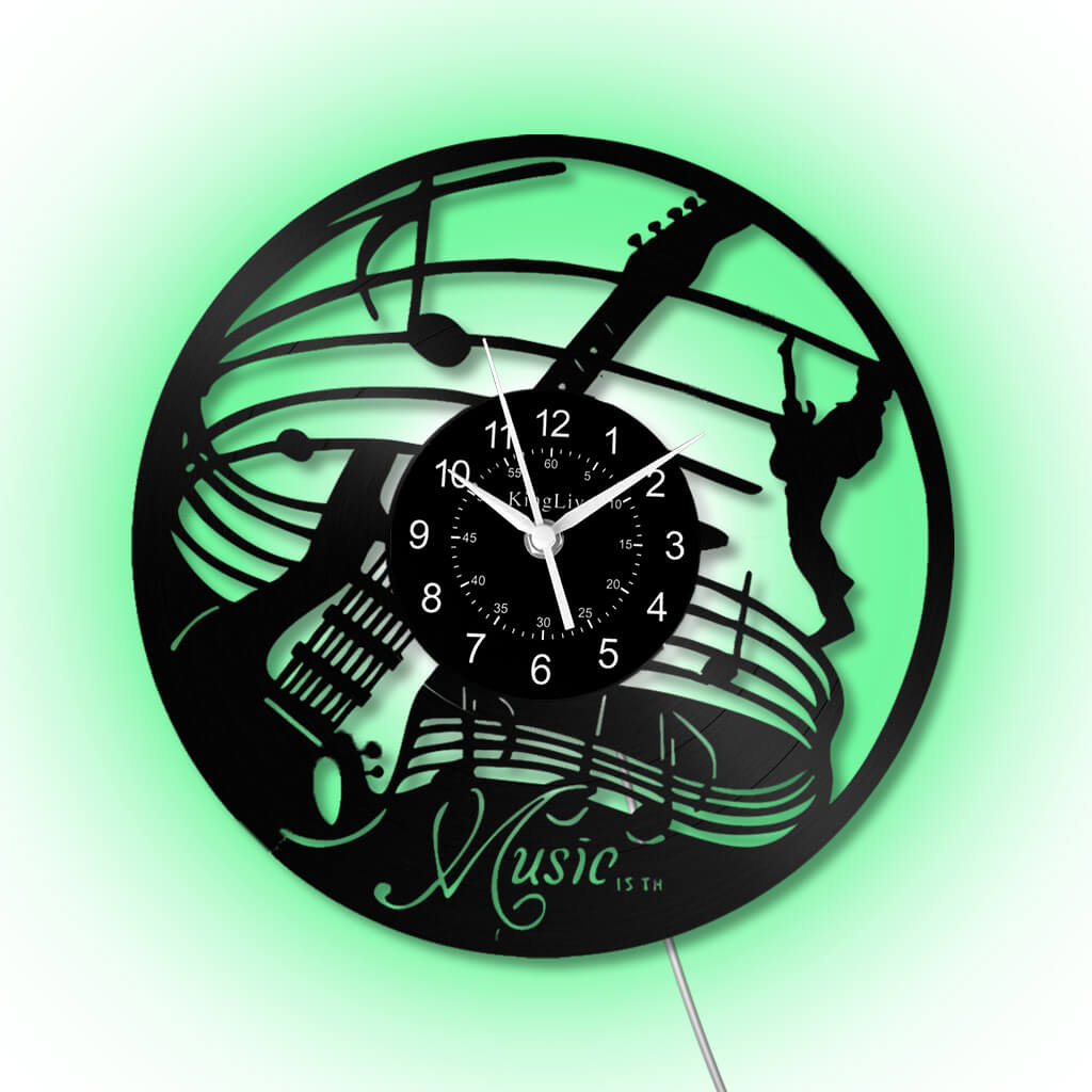 LED Vinyl Wall Clock | Guitar Music | 12''