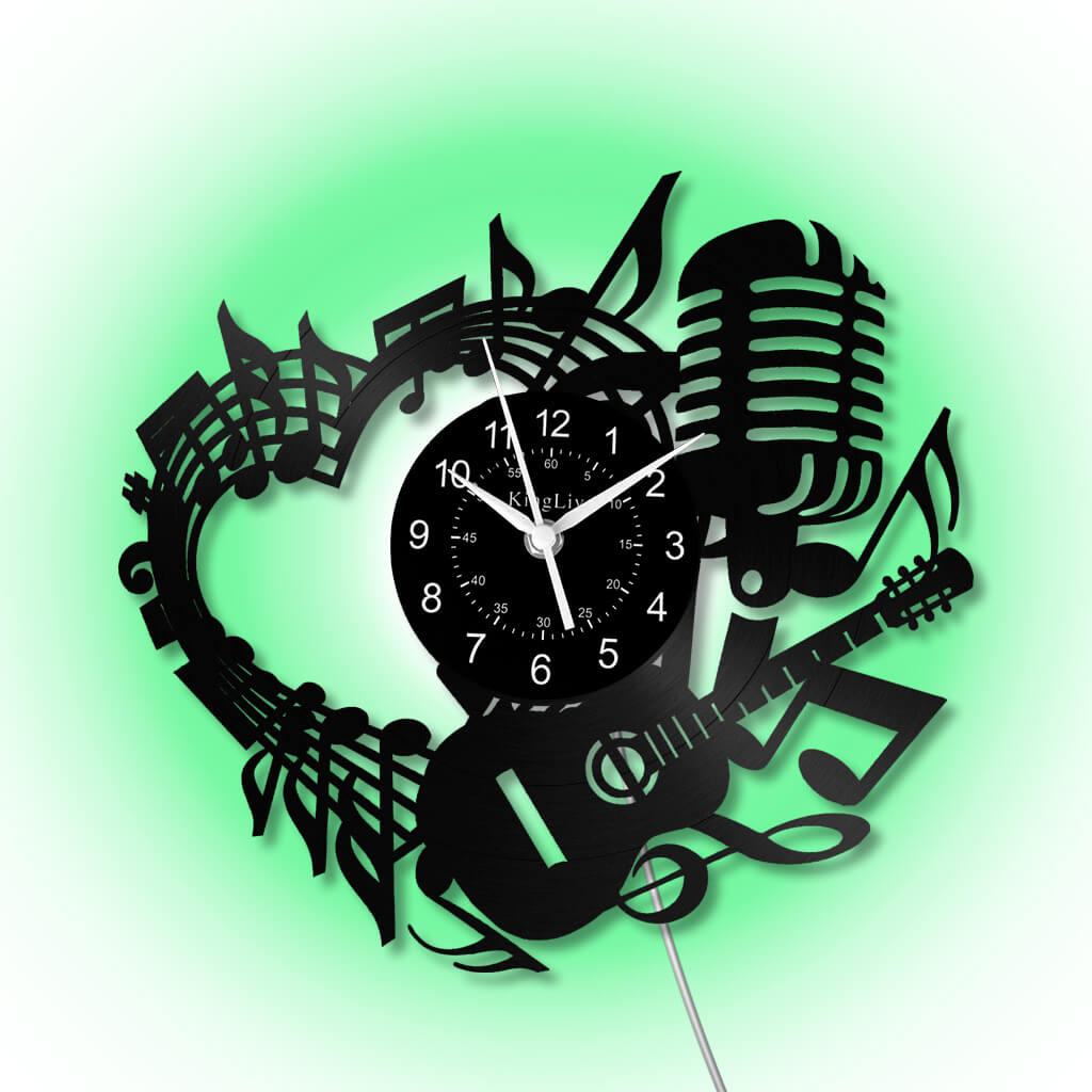 LED Vinyl Wall Clock | Guitar Music | 12'' | 0215WPB