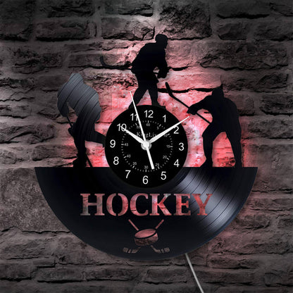 Hockey LED Vinyl Record Wall Clock 12''