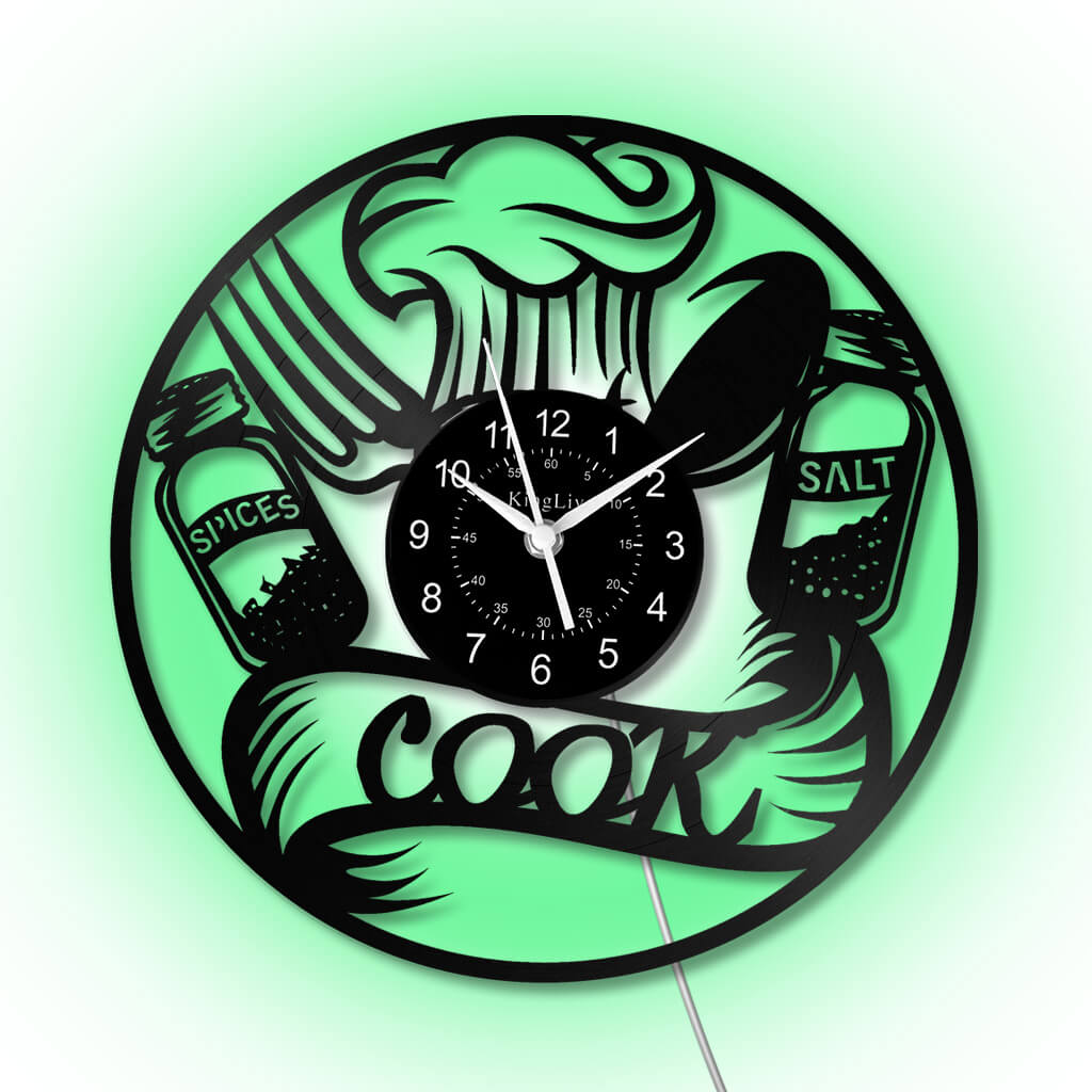 LED Vinyl Wall Clock | Cooking Kitchen | 12'' | 0219WPB