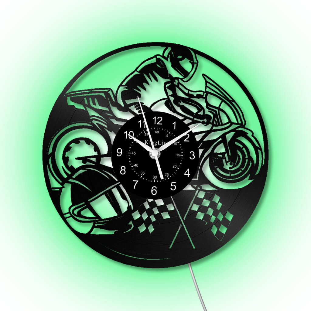 LED Vinyl Wall Clock | Motorcycle | 12'' | 0189WPB