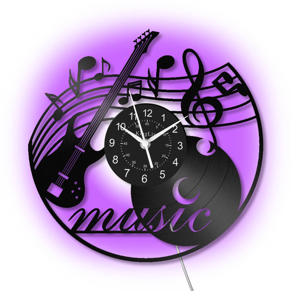 LED Vinyl Wall Clock | Music Bass | 12'' | 0206WPB