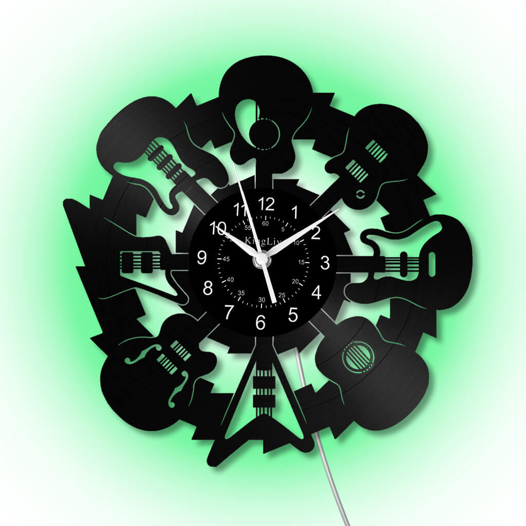 LED Vinyl Wall Clock | Guitars | 12'' | 0208WPB