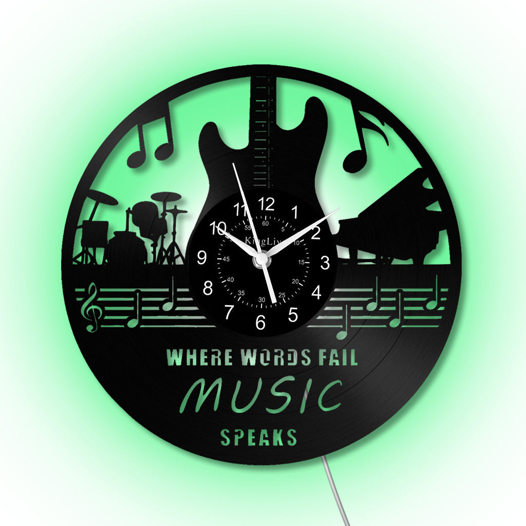 LED Vinyl Wall Clock | Guitar Music | 12''