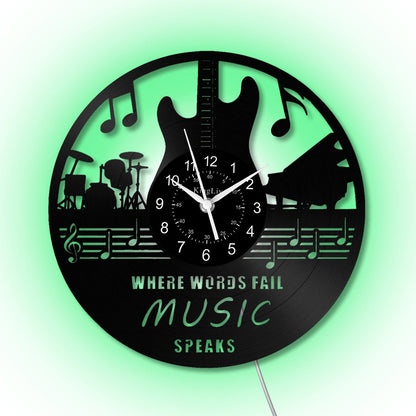 LED Vinyl Wall Clock | Guitar Music | 12''