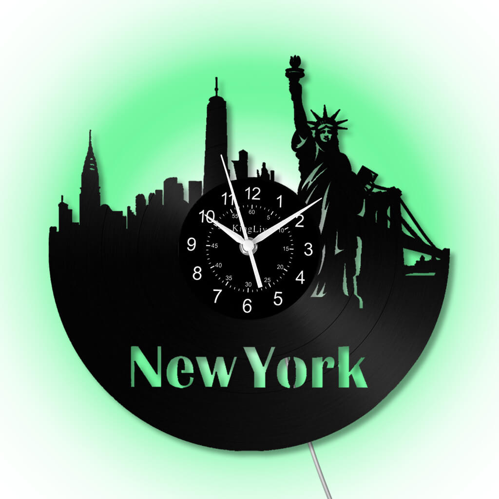 LED Vinyl Wall Clock | New York | 0205WPBN