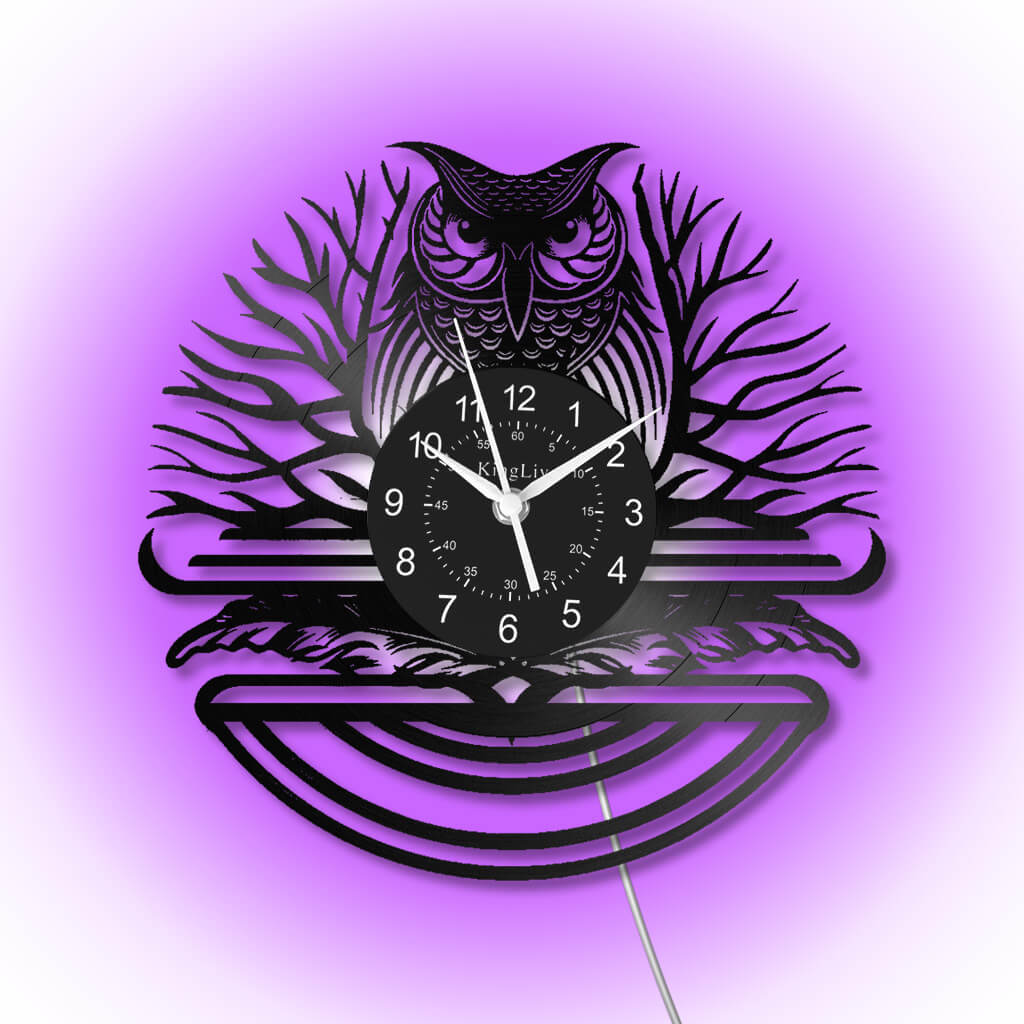 LED Vinyl Wall Clock | Owl | 12'' | 0162WPB