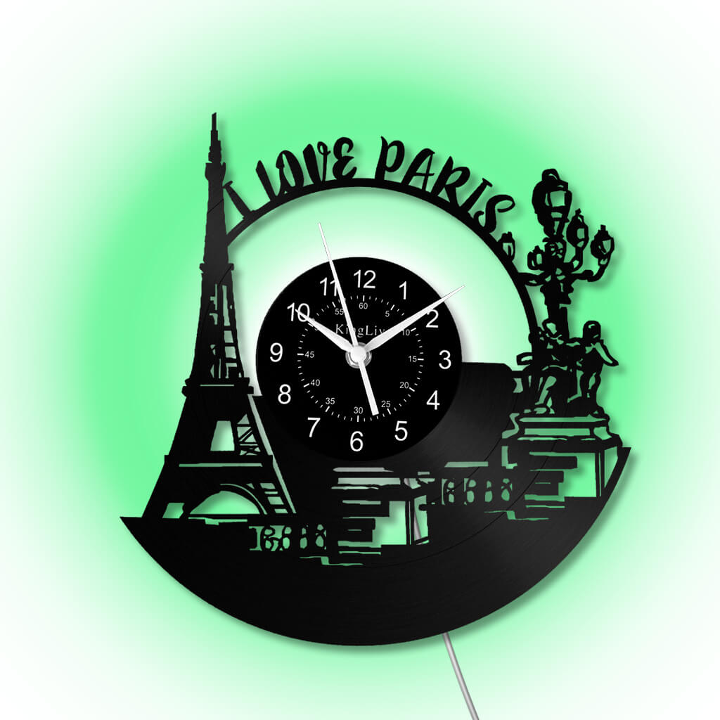 LED Vinyl Wall Clock | Paris Eiffel Tower | 12'' | 0271WPB