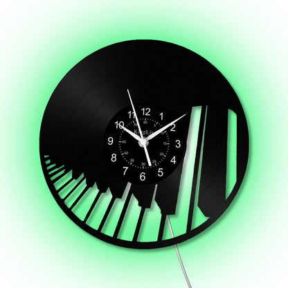 LED Vinyl Wall Clock | Piano Music Note | 12''