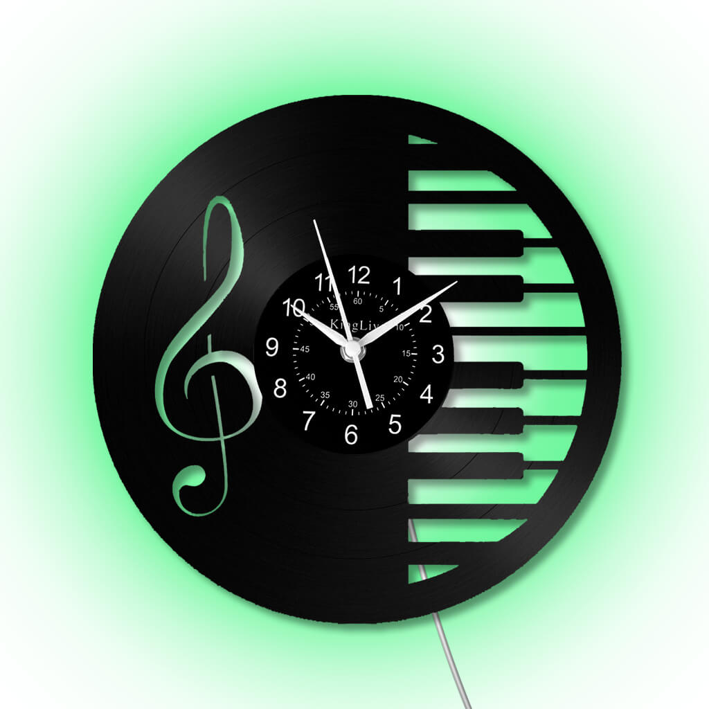 LED Vinyl Wall Clock | Piano Music Note | 12''