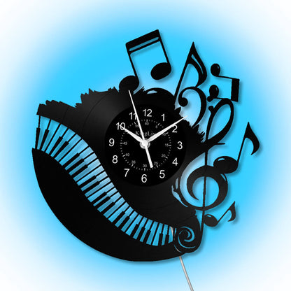 LED Vinyl Wall Clock | Piano Music Note | 12''