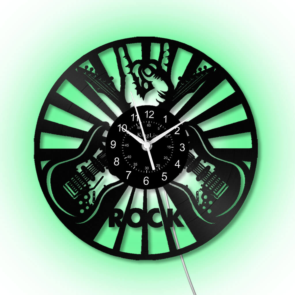 LED Vinyl Wall Clock | Guitar Music | 12''