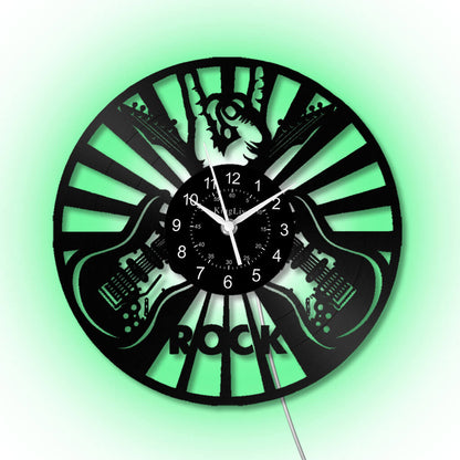 LED Vinyl Wall Clock | Guitar Music | 12''