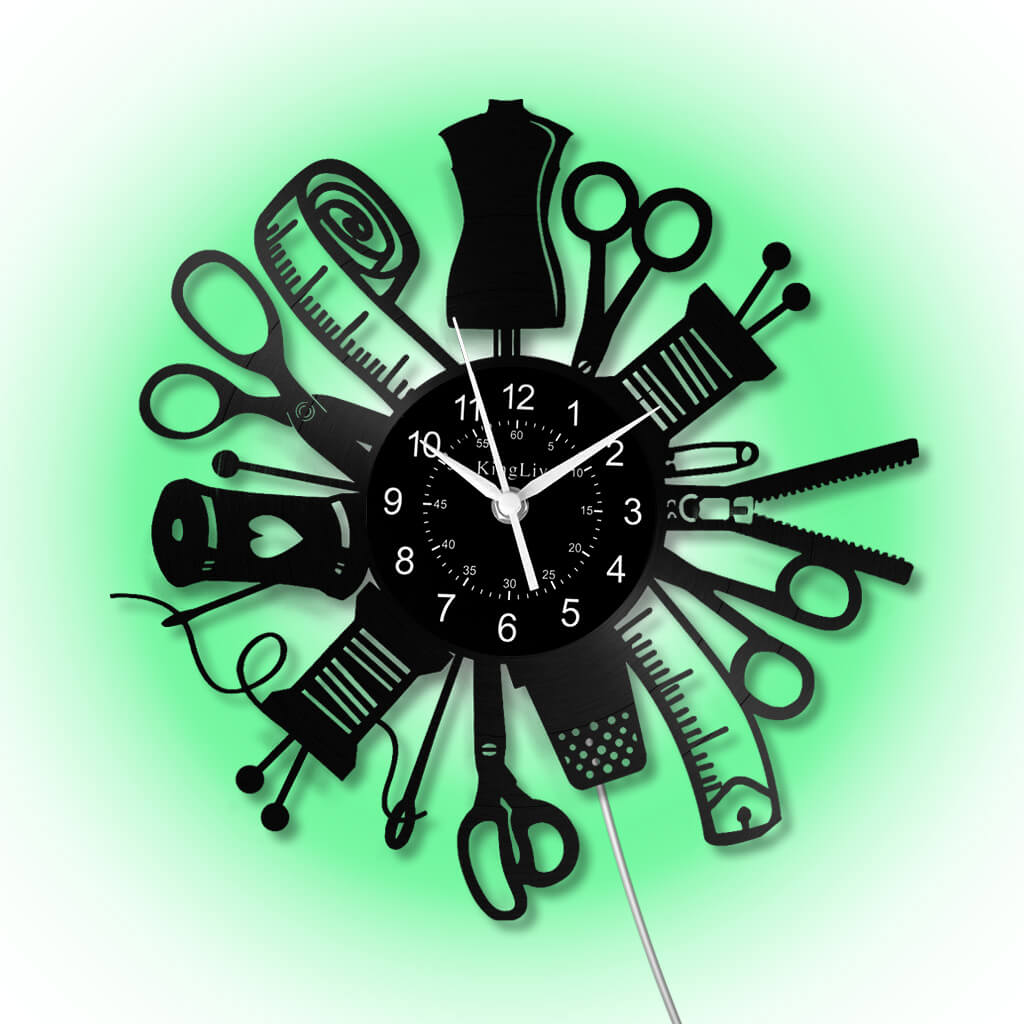 LED Vinyl Wall Clock | Sewing | 12'' | 0211WPB