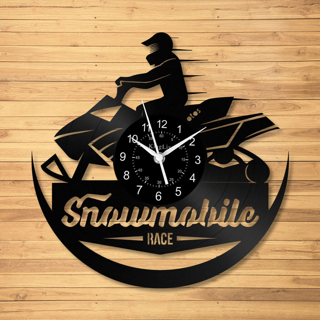 LED Vinyl Wall Clock | Snowmobile | 12'' | 0279WPB