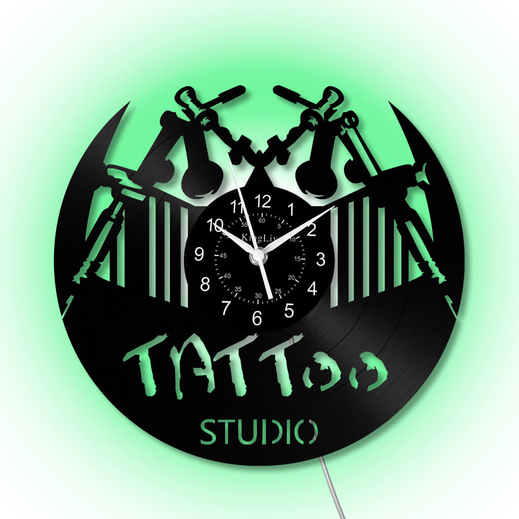 LED Vinyl Wall Clock | Tattoo Studio | 12'' | 0232WPB