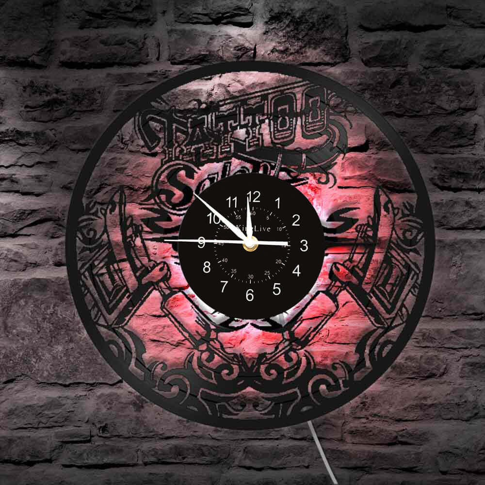 Tattoo Studio Led Vinyl Record Wall Clock