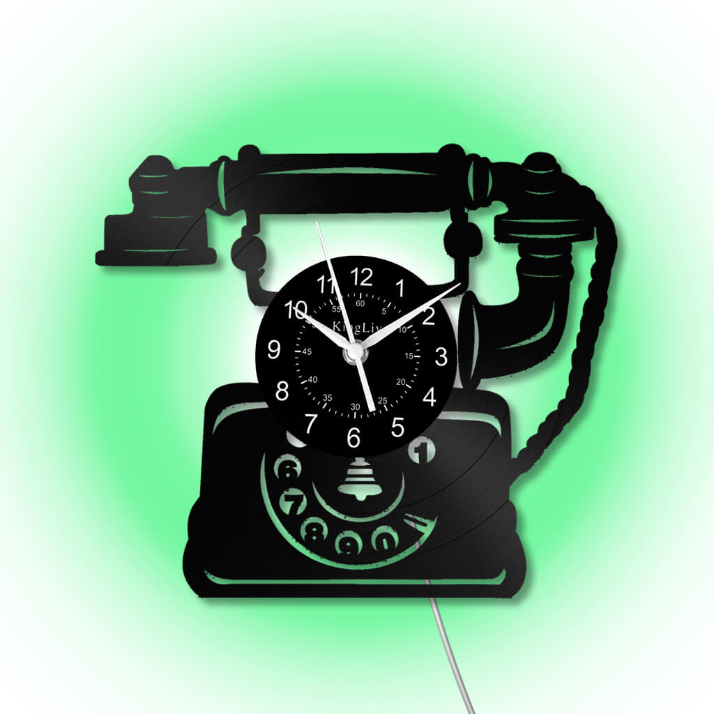 LED Vinyl Wall Clock | Telephone | 12'' | 0288WPB
