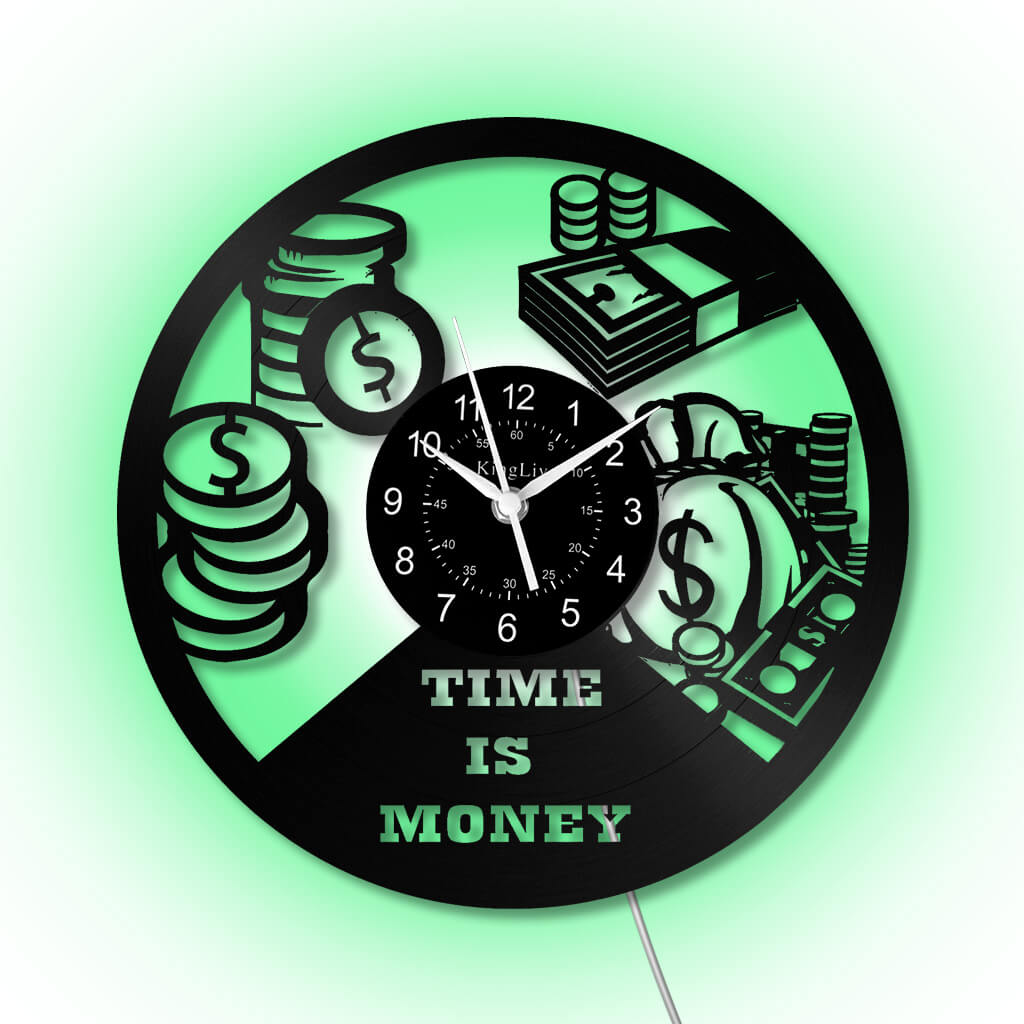 LED Vinyl Wall Clock | Time is Money | 12'' | 0270WPB