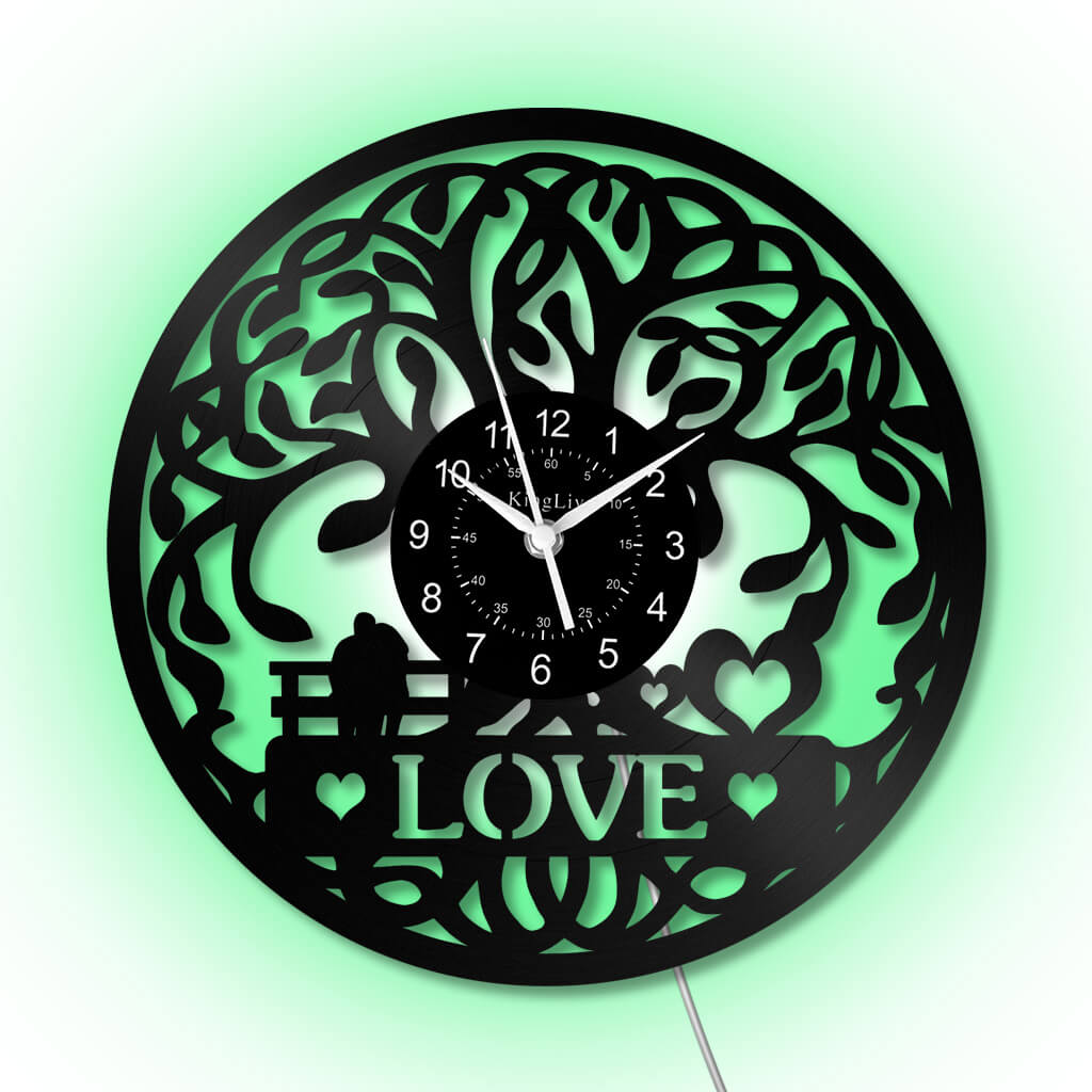 LED Vinyl Wall Clock | Tree of Love | 12'' | 0305WPB