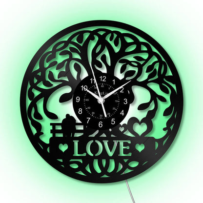 LED Vinyl Wall Clock | Tree of Love | 12'' | 0305WPB