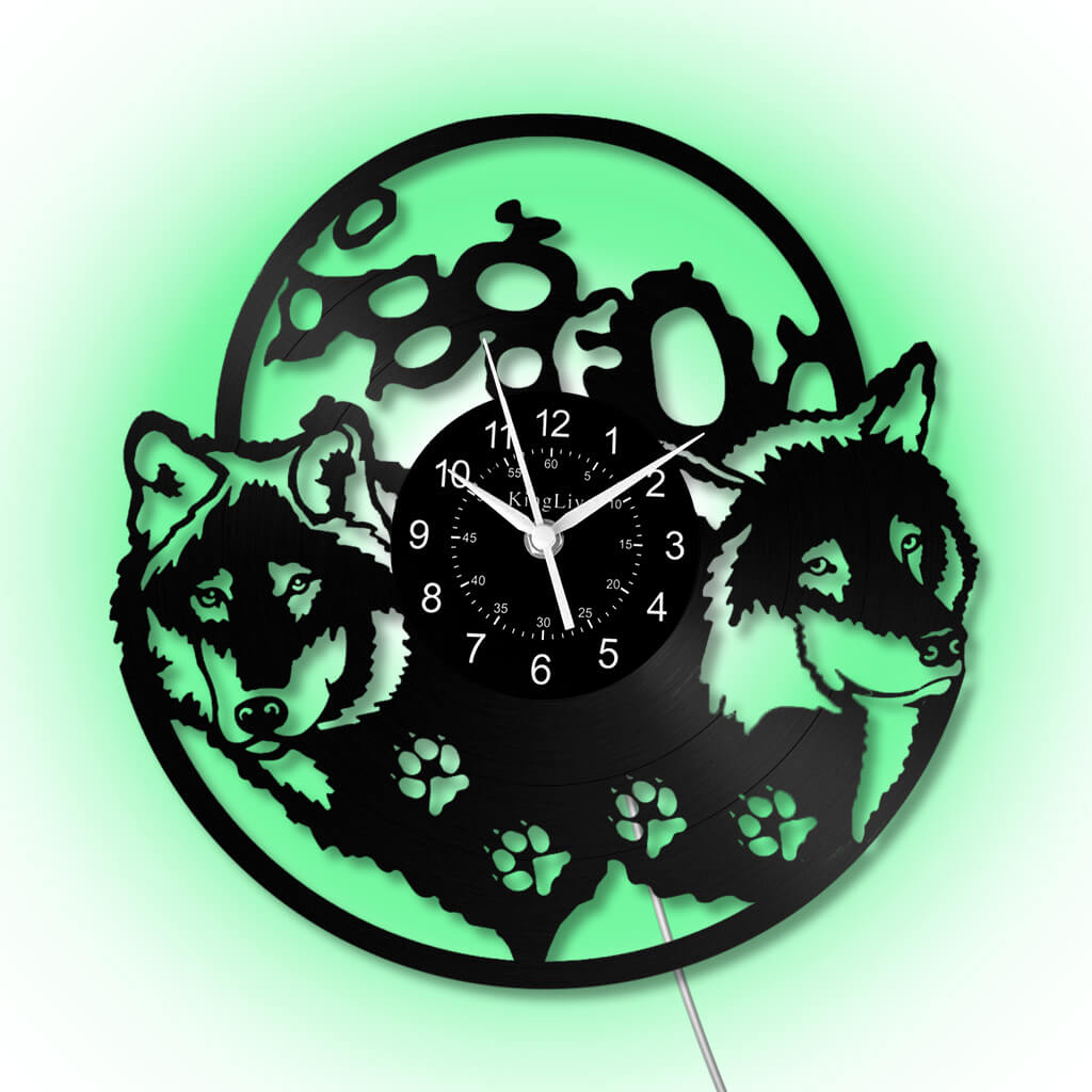 LED Vinyl Wall Clock | Wolf | 12'' | 0153WPB