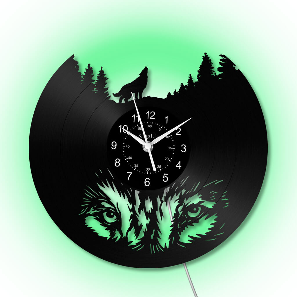 LED Vinyl Wall Clock | Wolf | 0309WPB