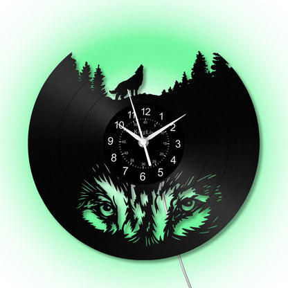 LED Vinyl Wall Clock | Wolf | 0309WPB