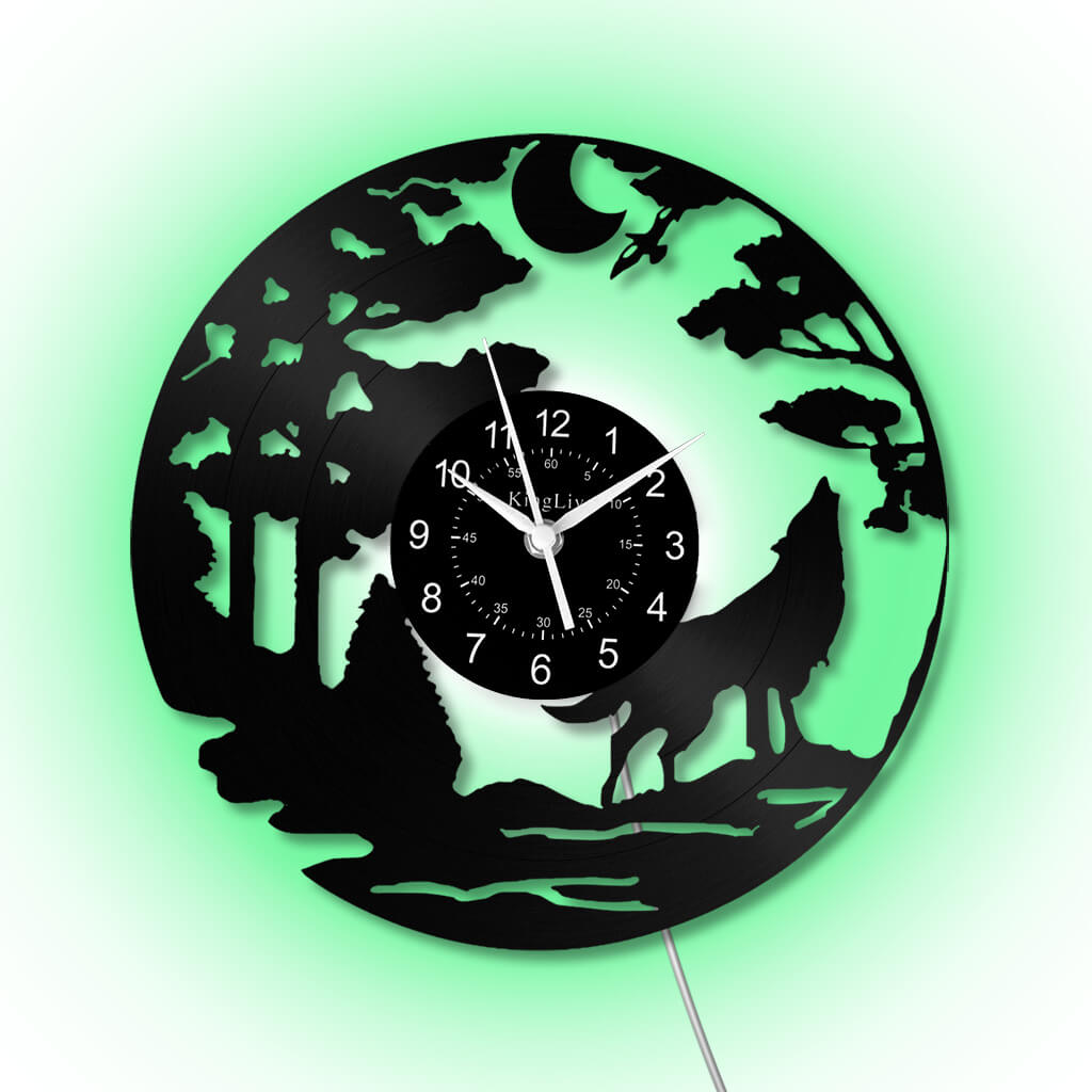 LED Vinyl Wall Clock | Wolf | 0056WPB