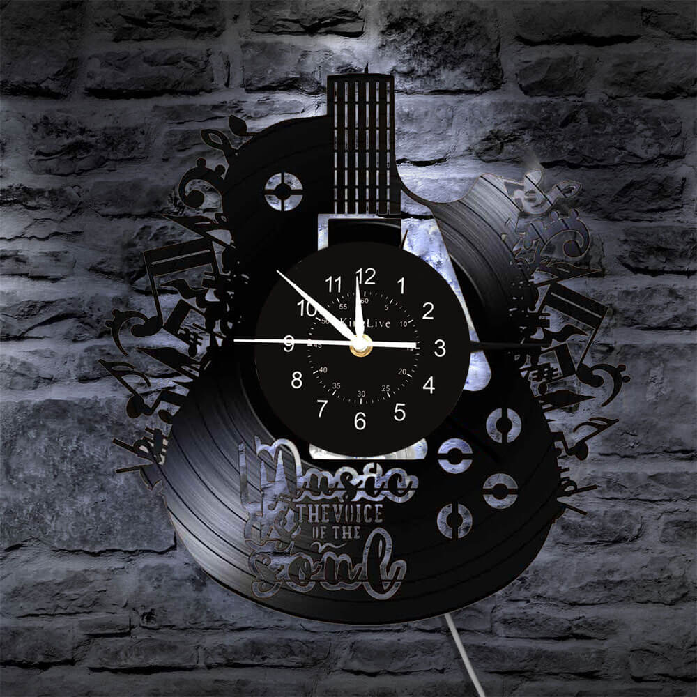 Guitar Led Vinyl Record Wall Clock