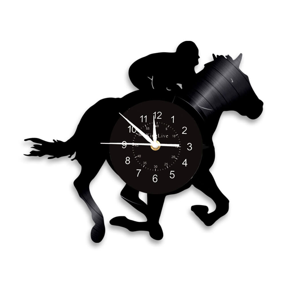 Horse Riding Black Vinyl Record Wall Clock