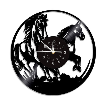Horse Vinyl Black Record Wall Clock