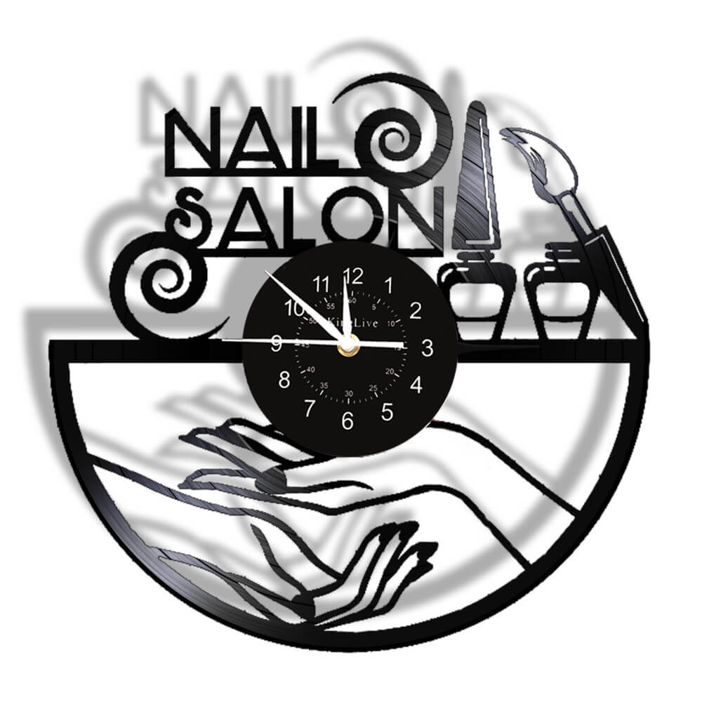 Nail Salon Led Vinyl Record Wall Clock