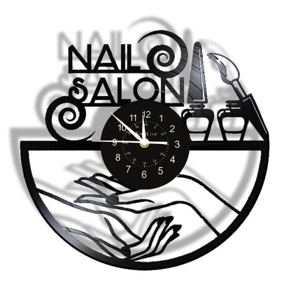 Nail Salon Led Vinyl Record Wall Clock