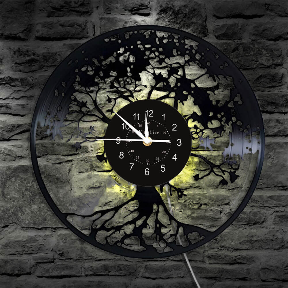 Tree Led Vinyl Record Wall Clock