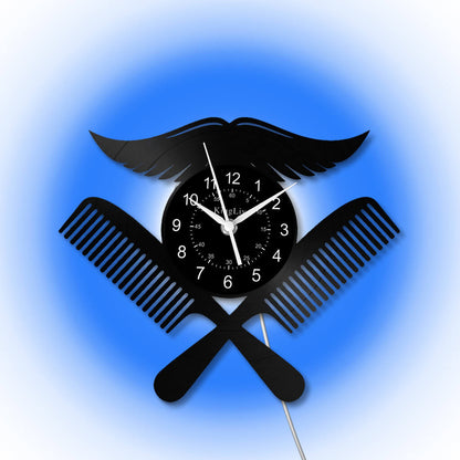 LED Vinyl Wall Clock | Barbershop | 12'' | 0227WPB
