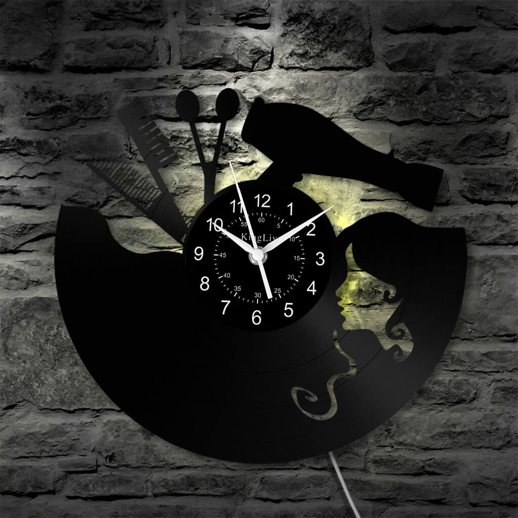LED Vinyl Wall Clock | Nail Salon | Barber Shop | 12''
