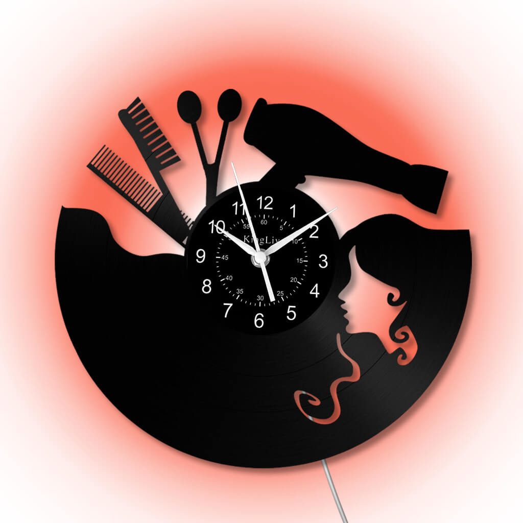LED Vinyl Wall Clock | Nail Salon | Barber Shop | 12''