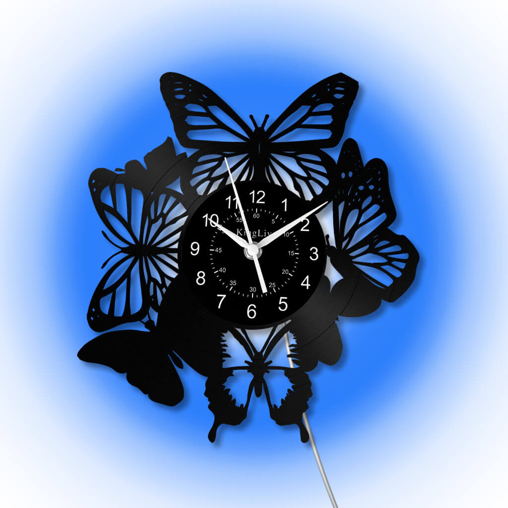 LED Vinyl Wall Clock | Butterfly | 12'' | 0246WPB