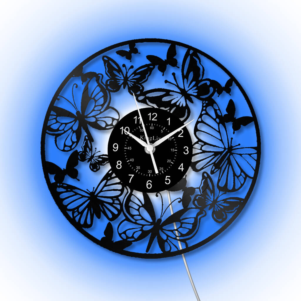 LED Vinyl Wall Clock | Butterfly | 12'' | 0176WPB