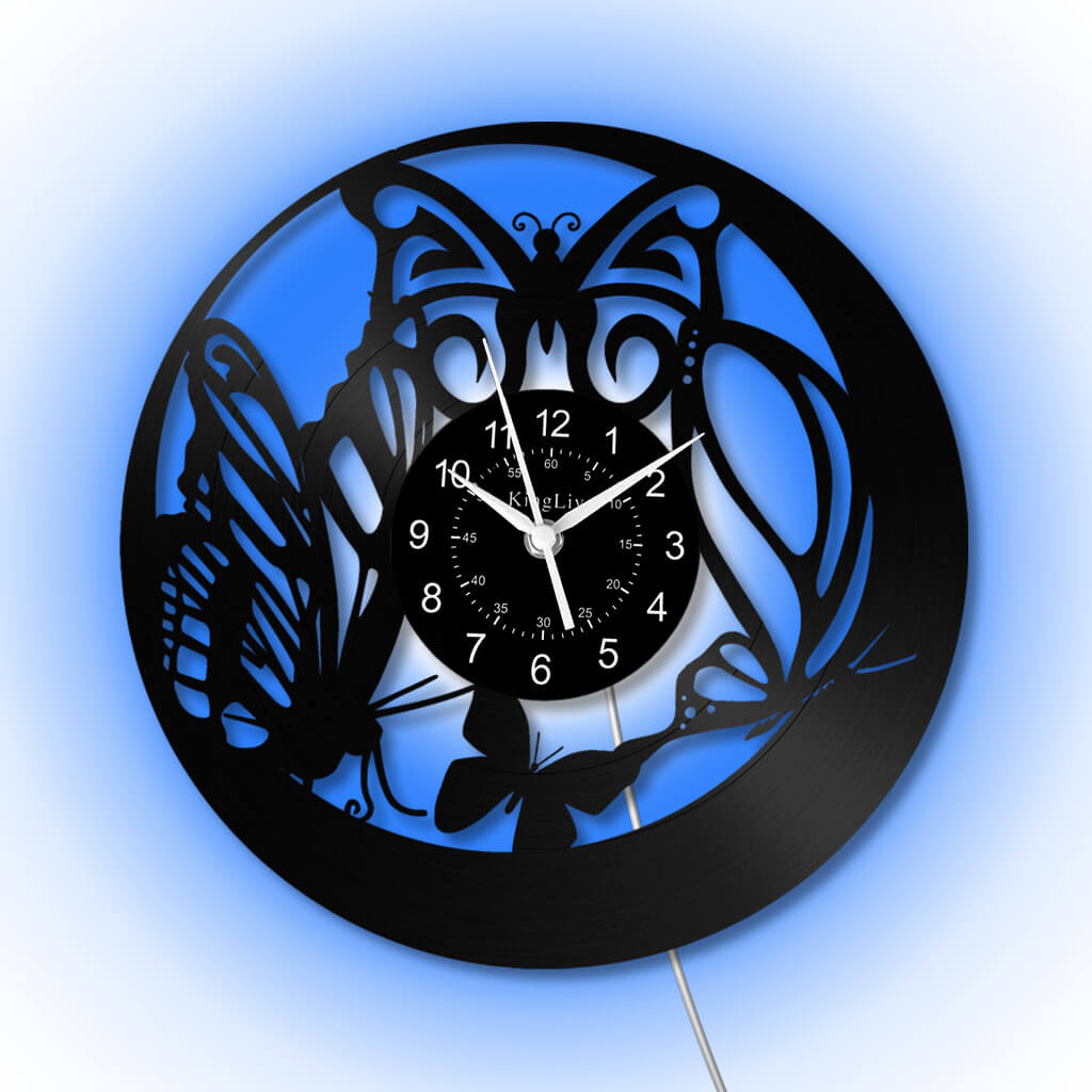 LED Vinyl Wall Clock | Butterfly | 12'' | 0249WPB