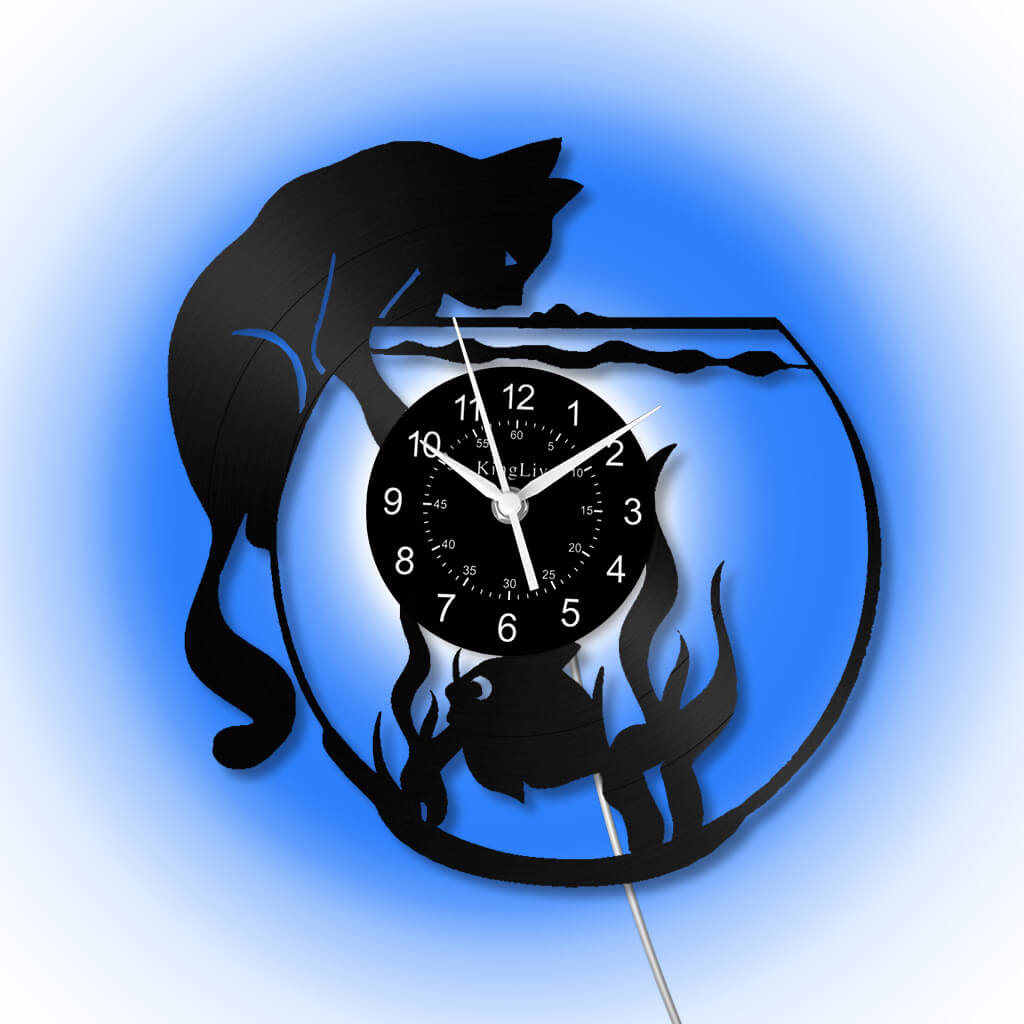 LED Vinyl Wall Clock | Cat Fish | 0113WPB