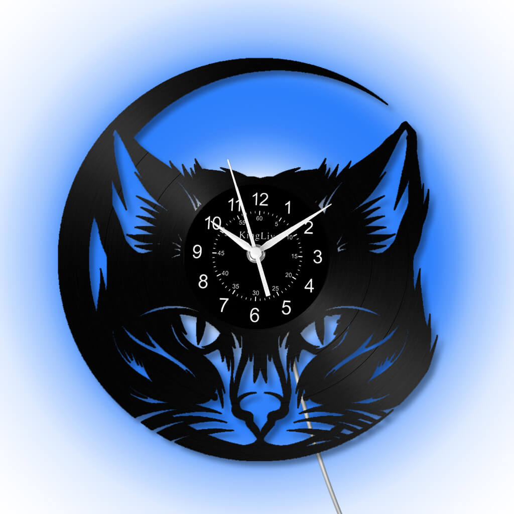 LED Vinyl Wall Clock | Cat | 12'' | 0138WPB
