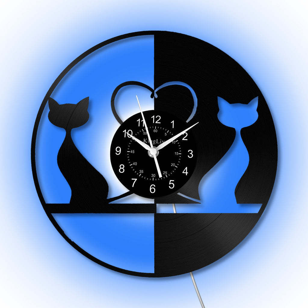 LED Vinyl Wall Clock | Cat | 12'' | 0170WPB