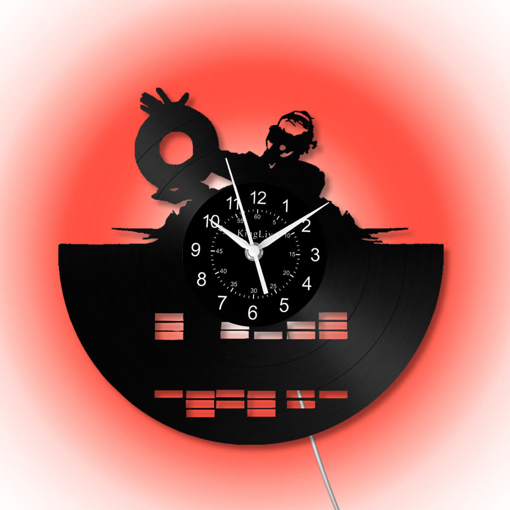 LED Vinyl Wall Clock | Custom DJ Name | 12''