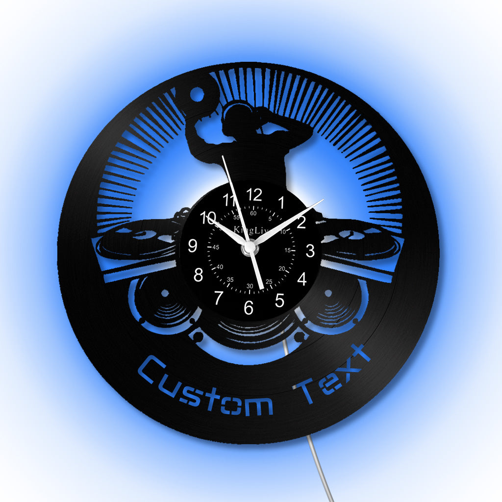 LED Vinyl Wall Clock | Custom DJ Name | 12''