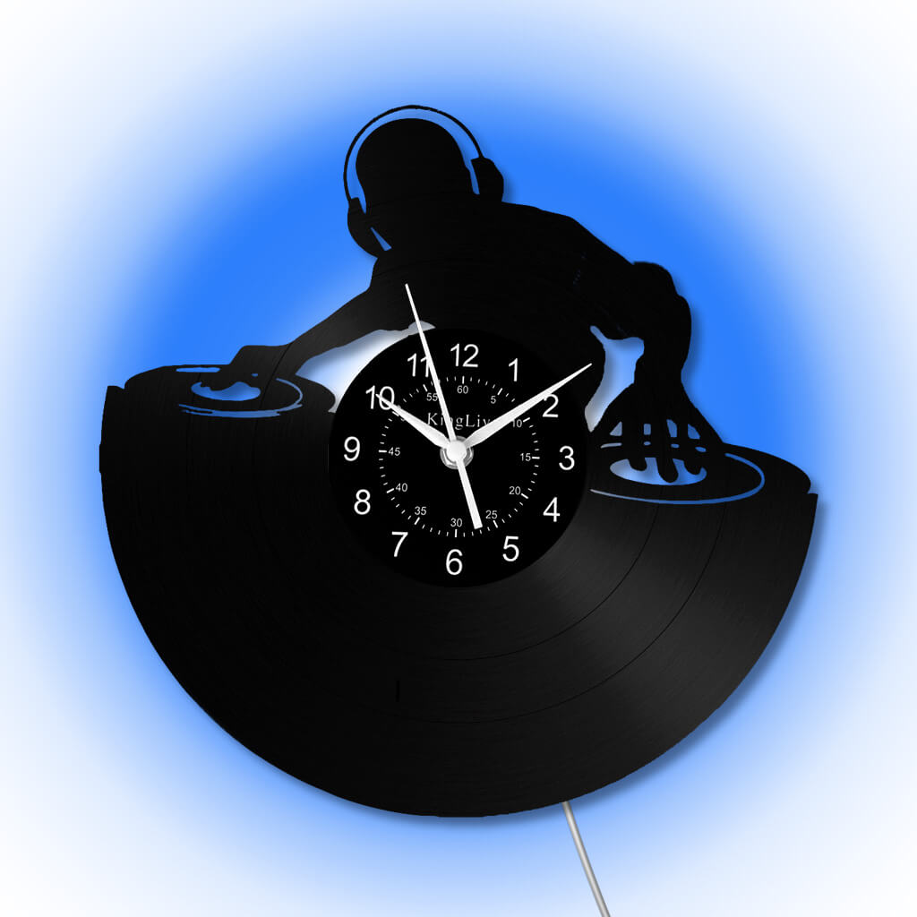 LED Vinyl Wall Clock | Custom DJ Name | 12''