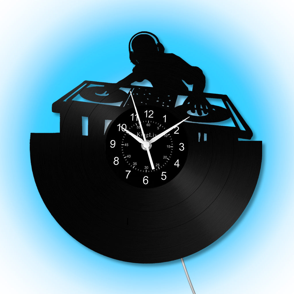 LED Vinyl Wall Clock | Custom DJ Name | 12''