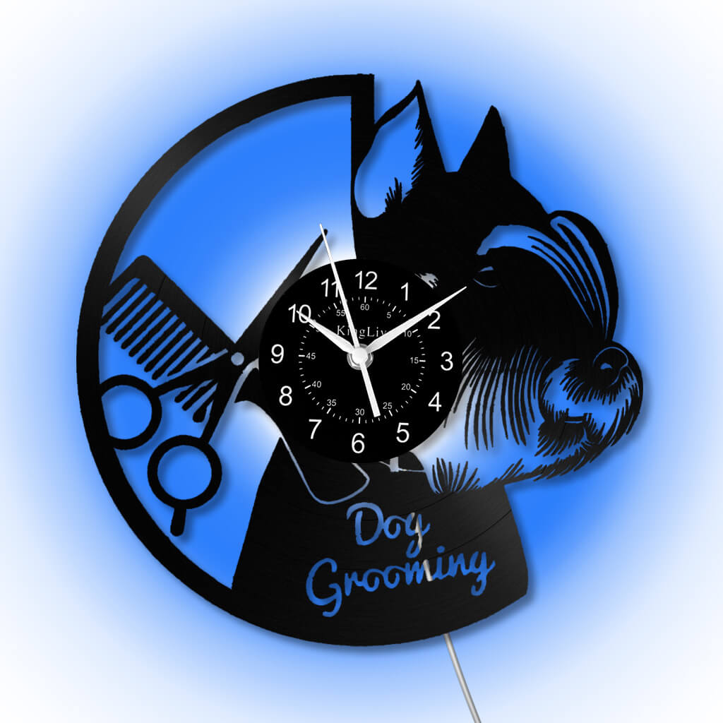 LED Vinyl Wall Clock | Dog Grooming | 12'' | 0177WPB